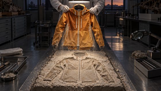 The amber jacket lifted free of its fossil bed
